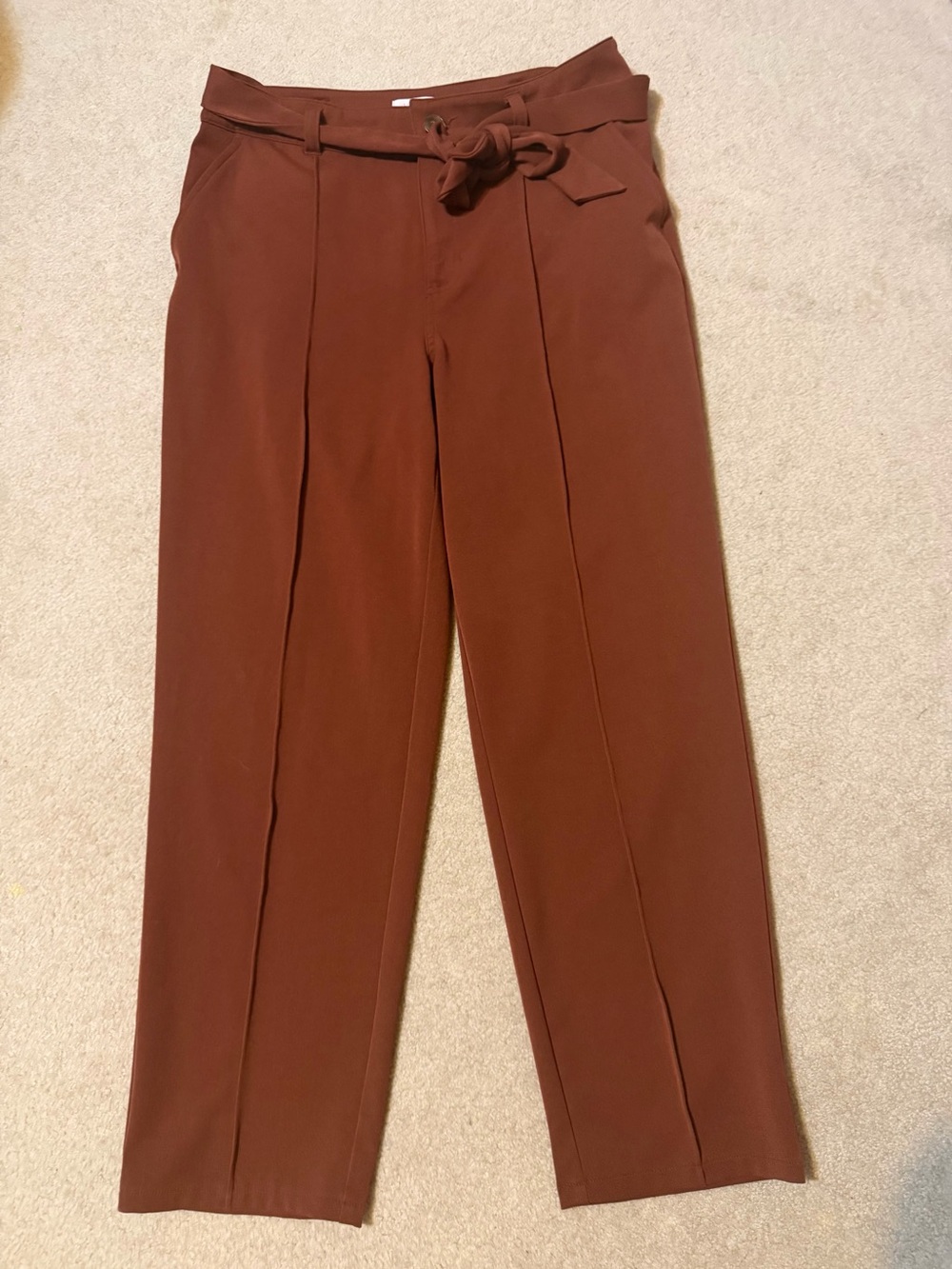 LC Lauren Conrad Rust Paperbag Waist Straight-Leg Pants